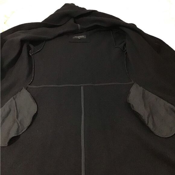 Marcellamoda Black Hooded Belted Wrap Asymmetrical Hem Sweater Size Medium - Picture 10 of 15